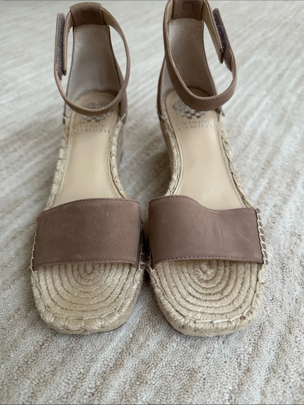 Vince Camuto Jesla Suede Leather Espadrille Wedge Sandal Brown Open Toe 7W
